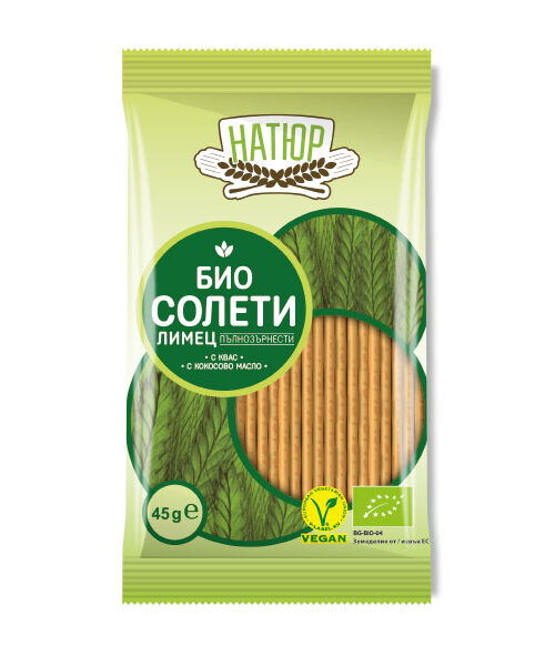 БИО пълнозърнести солети от лимец “Натюр”, 45 гр.