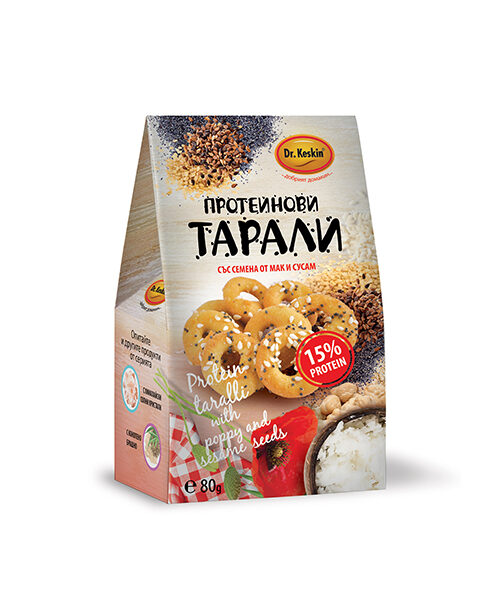 Тарали с мак и сусам, 15% протеин Dr. Keskin, 80 гр.