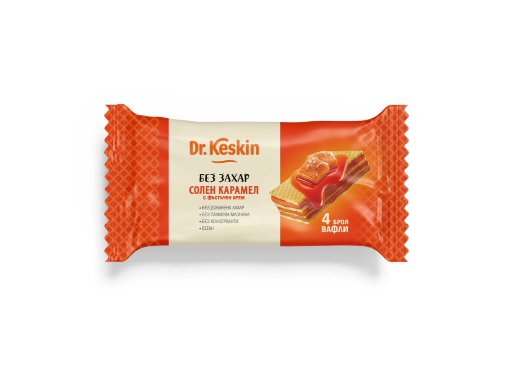 Вафли със солен карамел, без добавена захар, Dr. Keskin, 120 гр.